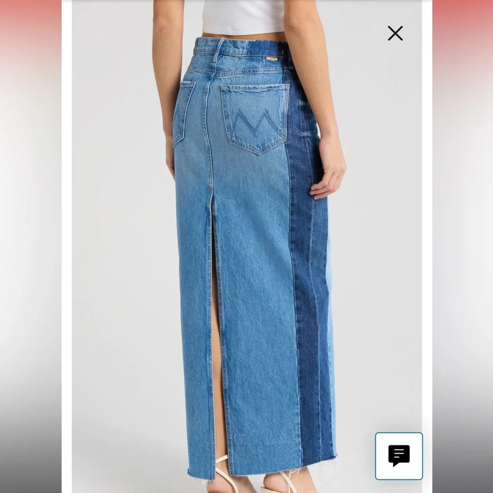 MOTHER The Flagpole Raw Hem Denim Maxi Skirt 100% Cotton - Picture 5 of 14
